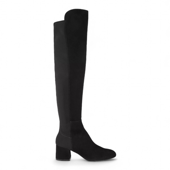 STUART WEITZMAN 5050 YULIANA 60MM BLACK SUEDE LEATHER STRETCH KNEE HIGH BOOTS - Picture 1 of 15